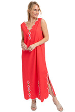 Solid V-Neck Scallop Dress