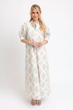 Vintage Floral Ruffle Neck Shirt Dress Maxi