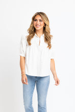 White Solid Poplin Trim Top