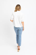 White Solid Poplin Trim Top