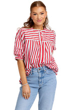 Stripe America Pleat Sleeve Top