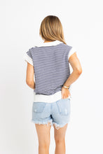 Stripe V-Neck Sleeveless Sweater