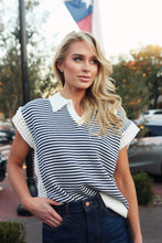 Stripe V-Neck Sleeveless Sweater