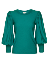 Loren Smocked Peasant Tee, Emerald