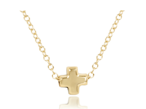 16'' Gold Necklace, Small Gold Signature Cross