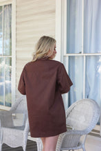 Denim Pocket Collar Dress, Chocolate