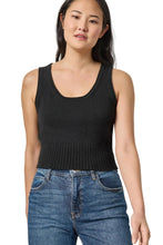 Cropped Scoop Tank Sweater, Black