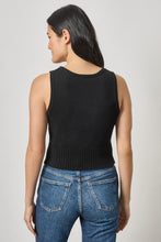 Cropped Scoop Tank Sweater, Black