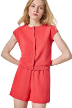 Textured Terry Sleeveless Cardigan, Zinnia