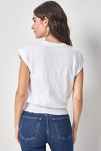 Smocked Hem V-Neck, White