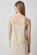 Crepe Satin Cami with Lace Trim