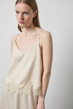 Crepe Satin Cami with Lace Trim