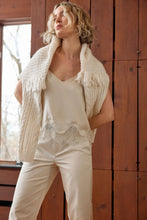 Crepe Satin Cami with Lace Trim