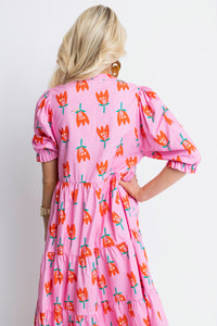 Poplin Poppy Puff Sleeve Maxi Dress