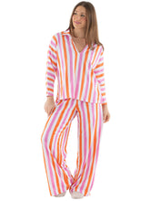 Pajama Pant Set, Coral Pink Stripe