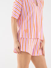 Pajama Short Set, Coral Pink Stripe