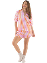 Pajama Short Set, Coral Pink Stripe