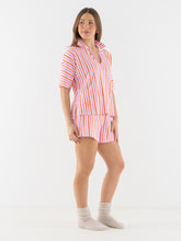Pajama Short Set, Coral Pink Stripe