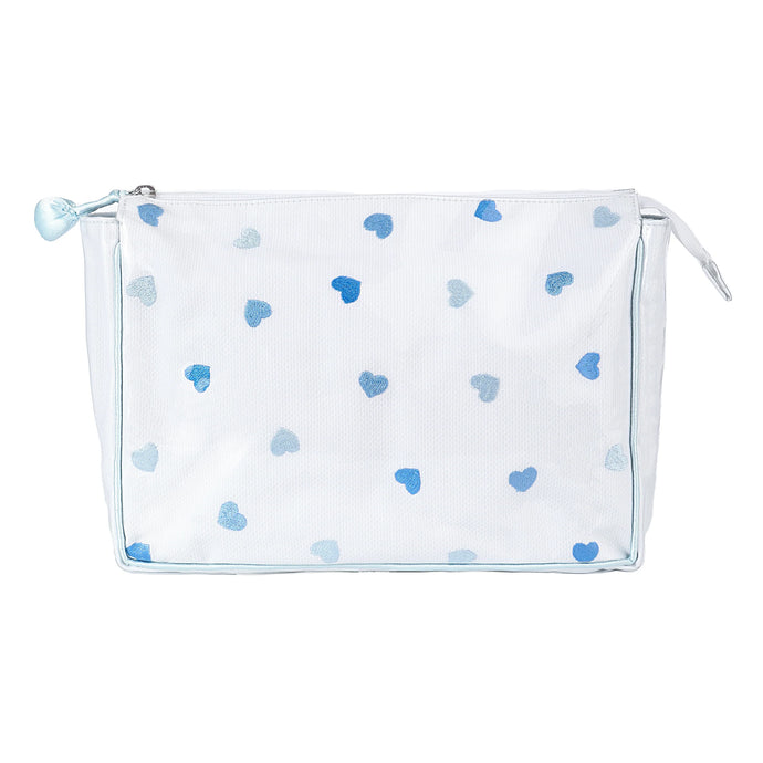 Josie Heart Large Make Up Bag, Blue