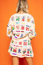 Beige Mahjong Tile Button Up Cardigan