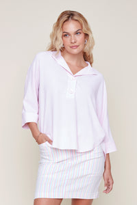 V-Neck Two Button Top, Bloom