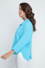 V-Neck Two Button Top, Ocean