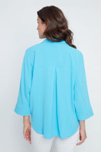 V-Neck Two Button Top, Ocean