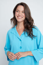 V-Neck Two Button Top, Ocean