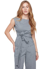 Indigo Check Wrap Waist Top