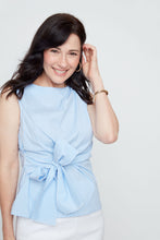 Blue Stripe Wrap Waist Top