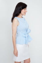 Blue Stripe Wrap Waist Top