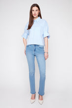 Blue Stripe Button Up Top