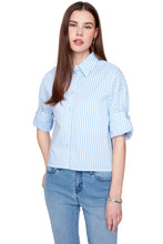 Blue Stripe Button Up Top