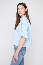Blue Stripe Button Up Top