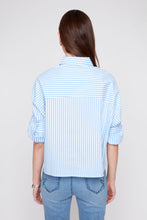 Blue Stripe Button Up Top