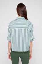 Olive Stripe Button Up Top