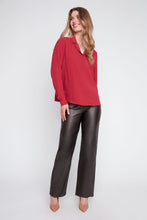 Claret V-Neck Collared Blouse