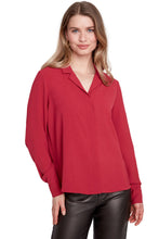 Claret V-Neck Collared Blouse