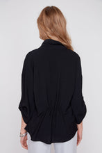 Black V-Neck Button Sleeve Blouse