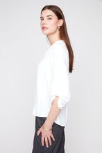 Creme V-Neck Button Sleeve Blouse