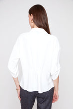 Creme V-Neck Button Sleeve Blouse