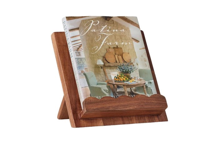 Scalloped Wood Book Stand, Natural