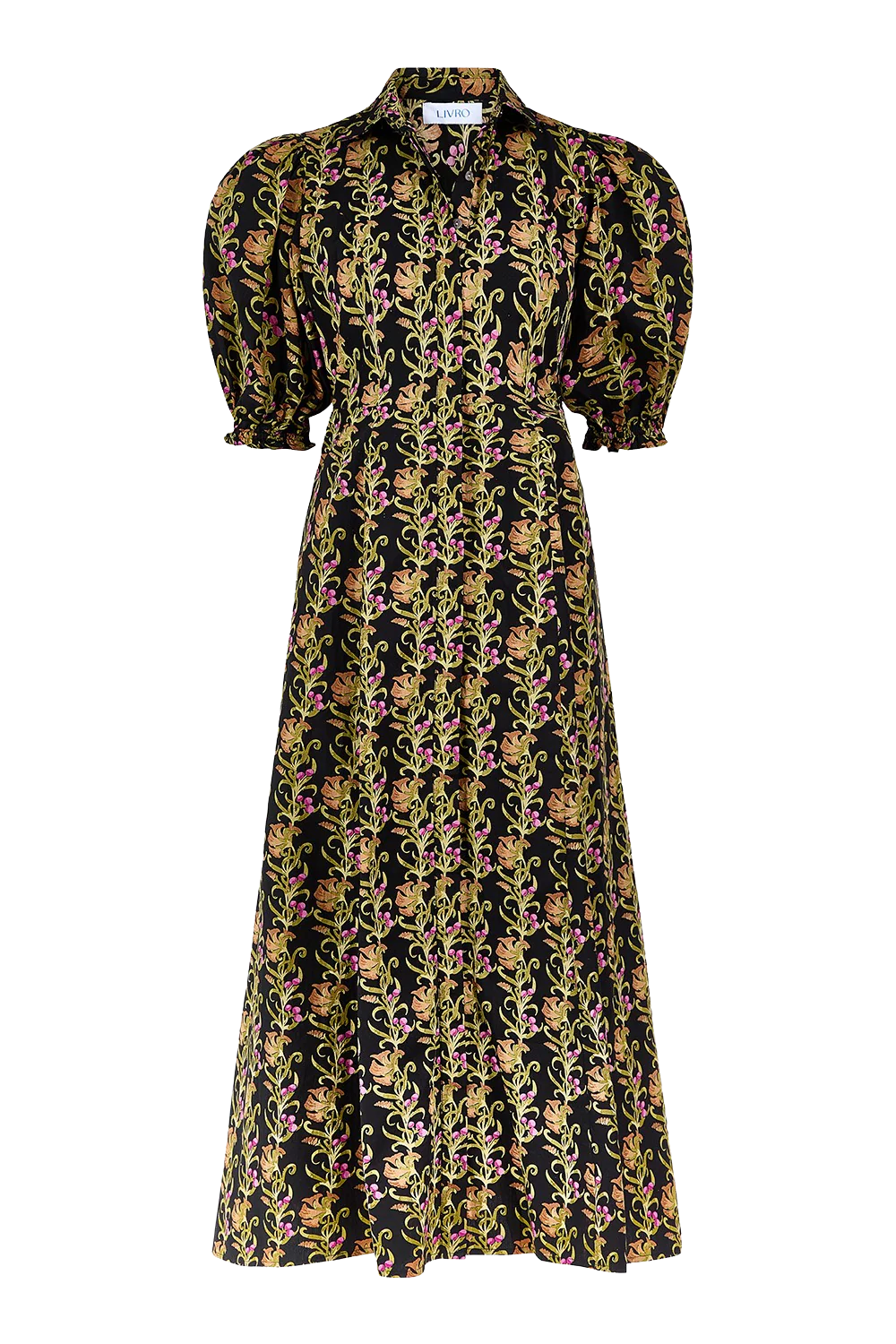 Rosie Shirt Dress, Berrywood Scroll