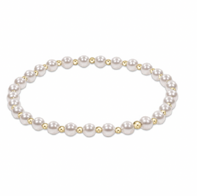 Classic Grateful Pattern 4mm Bead Bracelet, Pearl