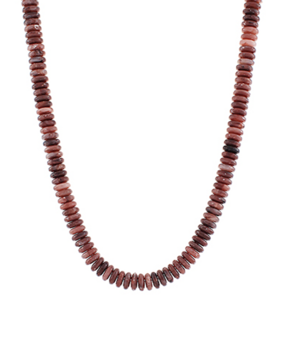 Wide Disk Marble Bead Necklace, Burgundy