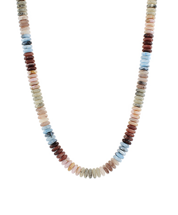 Wide Disk Marble Bead Necklace, Dark Multi