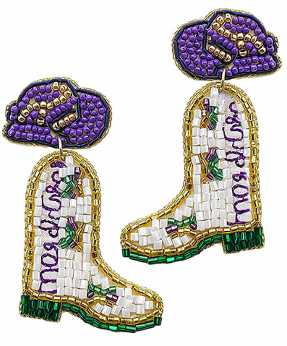 Mardi Gras Boot Earrings