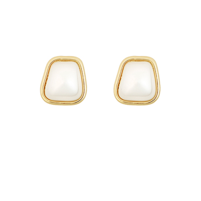 Abstract Pearl Stud Earrings