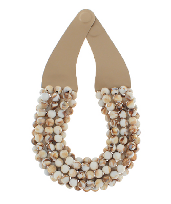 Belle Beaded Necklace, Taupe