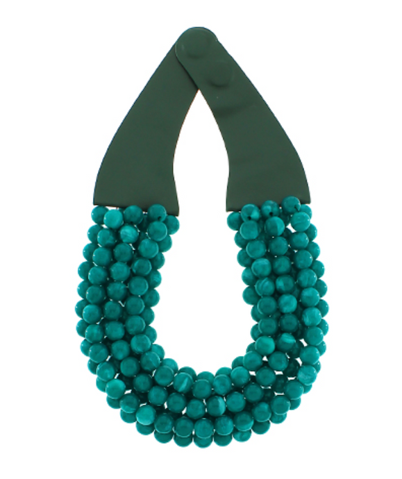 Belle Beaded Necklace, Deep Teal